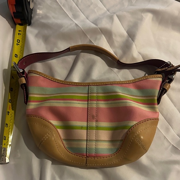 Striped Pink and Tan Women's Coach Bag - Picture 2 of 12